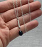 Petrol Blue Pearl Bar Pendant & 18" Trace Chain - Handmade, Sterling Silver - Image 5