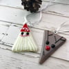Father Christmas and Rudolph fused glass Christmas decorations 