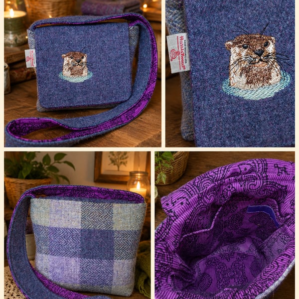 Harris Tweed Crossbody bag with otter 