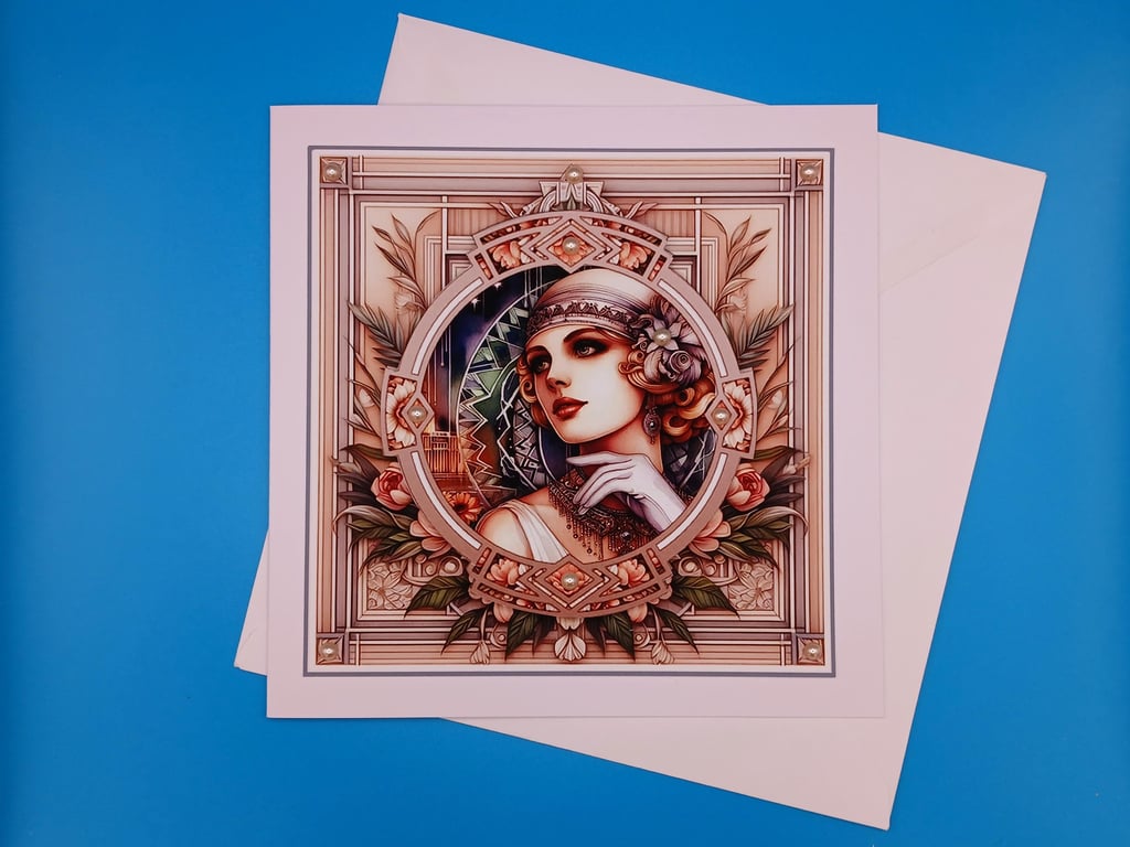 Art Deco Card,Wife, Mother, Grandmother, Sister, Decoupage, Handmade