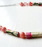 Dainty floral pink paper beaded necklace - Image 4