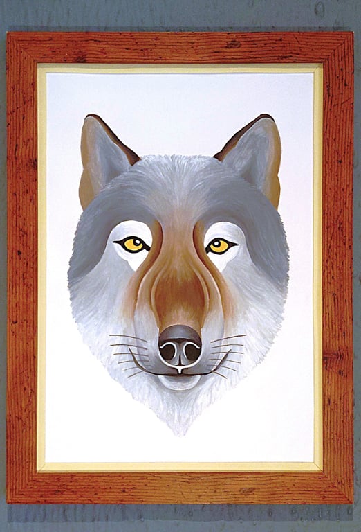 Handmade Unique Framed A3 Print Wolf Portrait Vanilla Border Wallart Gift