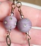 Lilac and bronze boho leaf earrings with lampwork beads - Image 6