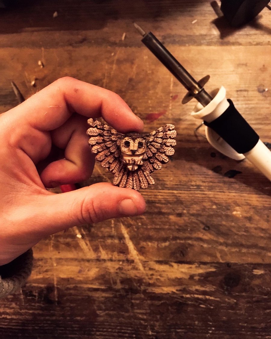Hand Carved Owl Pendant