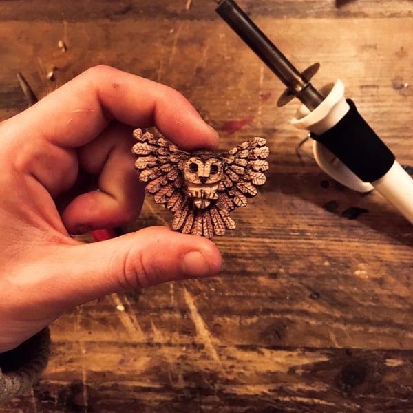 Hand Carved Owl Pendant