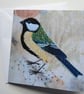 Great Tit Embroidered Portrait Greetings Card