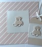 Handmade Pearl shimmer Pink baby card with matching gift tag