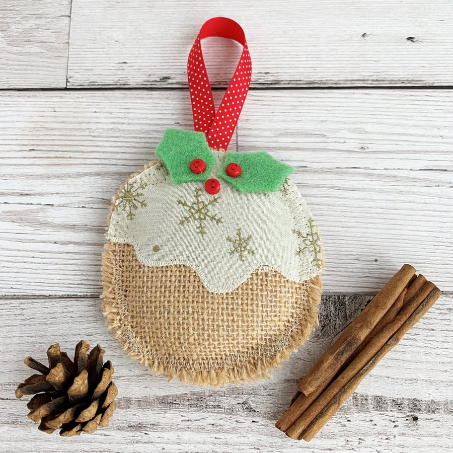 SOLD OUT - Christmas Pudding Rustic Hanging Christmas Decoration