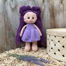Hand crocheted doll -amigurumi girl - long hair for styling - removable dress - 