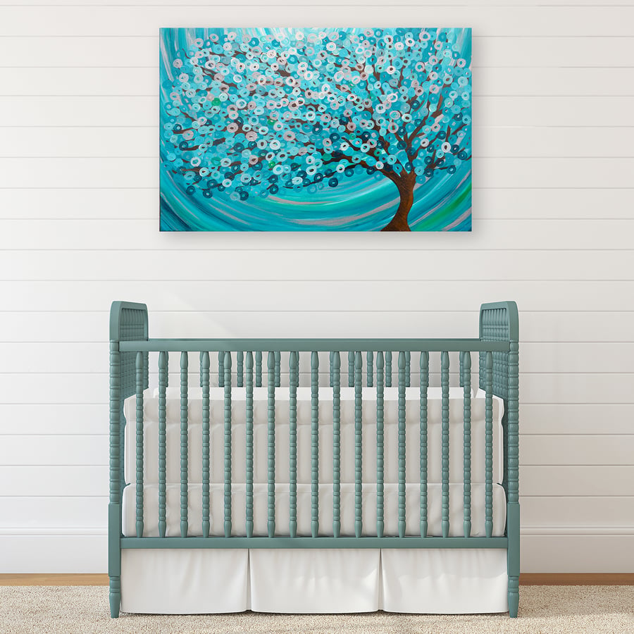 Teal Tree Painting 