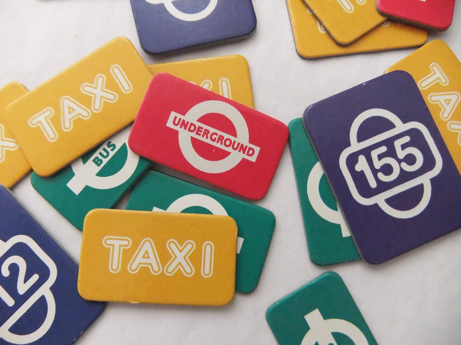 Supplies - Travel Game Pieces - bus, taxi, underground’