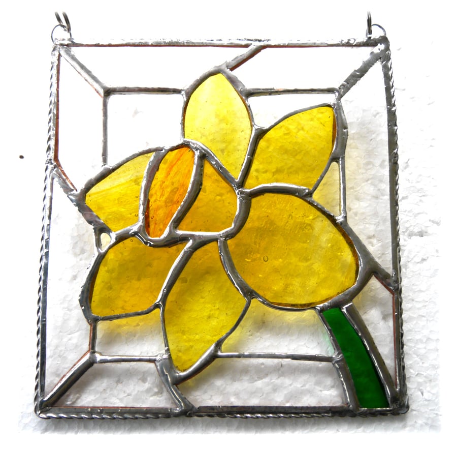 Daffodil Stained Glass Framed Suncatcher Spring Flower 043
