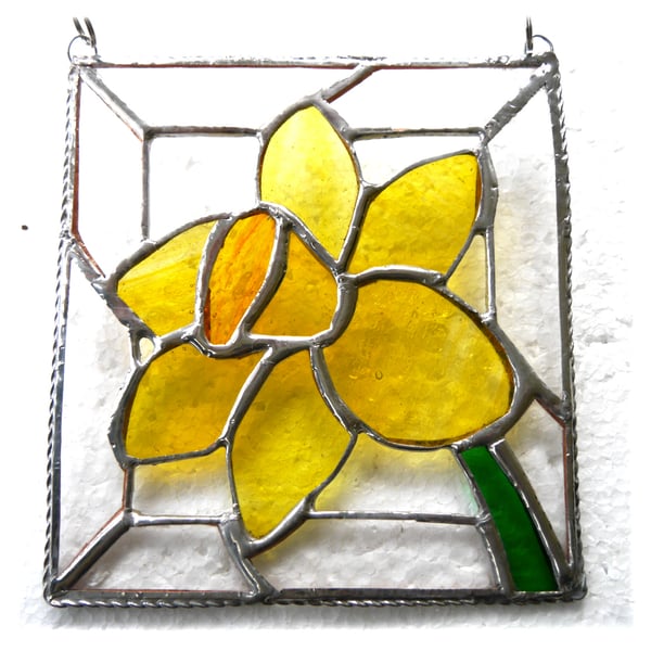 Daffodil Stained Glass Framed Suncatcher Spring Flower 043