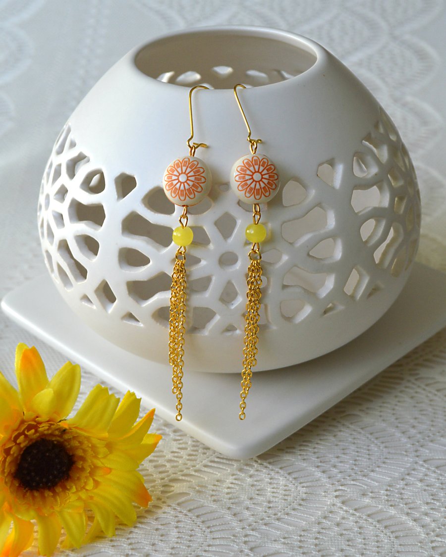 Sale! 50% off! Elegant & Summery Earrings in Orange & Yellow