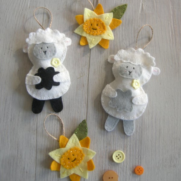 Craft kit, sewing kit, Make a felt sheep and da... - Folksy