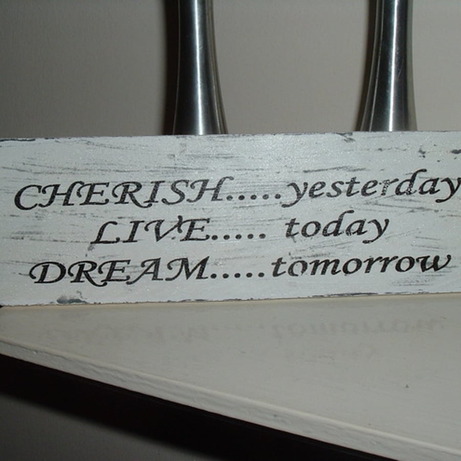 Shabby chic distressed plaque-cherish