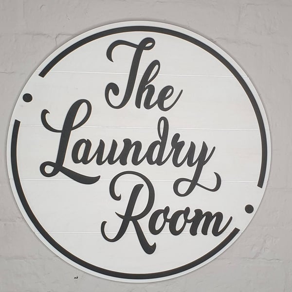 Large farmhouse style black & white Laundry Room, Utility Room sign