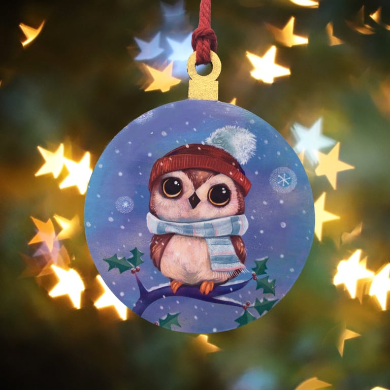 Cute Owl Christmas Tree Hanging Ornament 