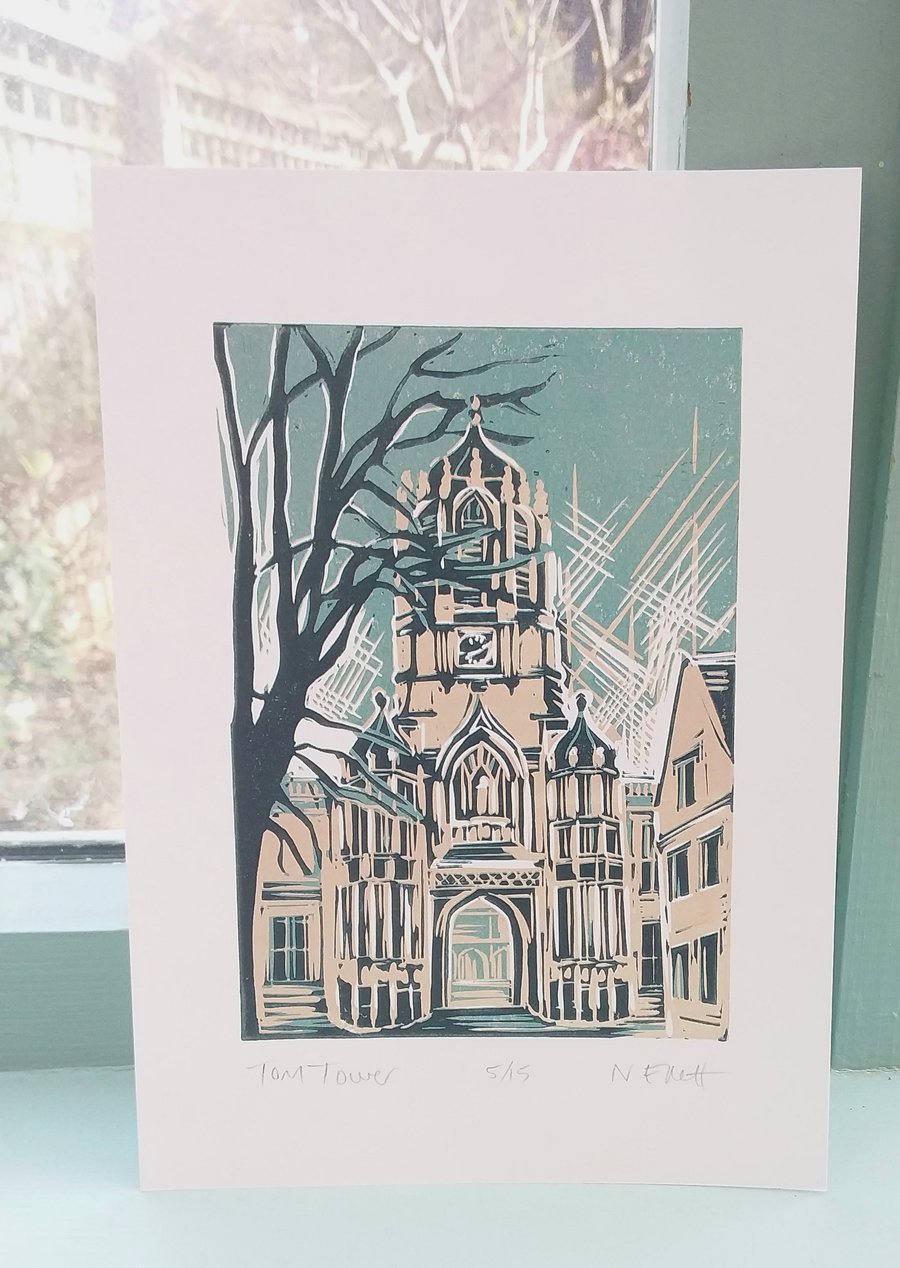 Tom Tower - Oxford linoprint