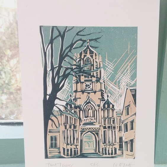 Tom Tower - Oxford linoprint