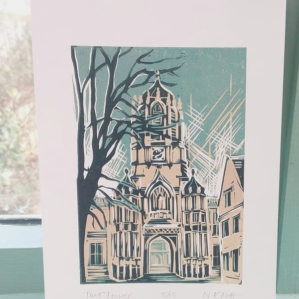 Tom Tower - Oxford linoprint