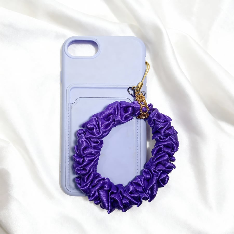 Handmade Purple Ribbon & Beaded Phone Strap