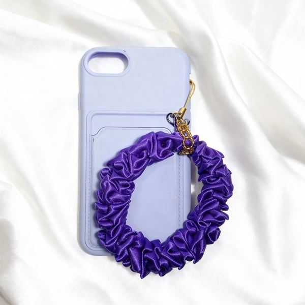 Handmade Purple Ribbon & Beaded Phone Strap