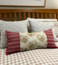 Long linen feature cushion with pompom trim - Image 5