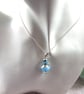 Blue Waves Glass Bead Pendant, Sterling Silver with Agate - Chain is Optional - Image 8