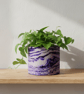 Purple Marbled Plant Pot - Unique Violet Indoor Planter