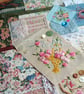 Large Slow Stitching kit - Embroidered Rose Basket, with vintage textiles