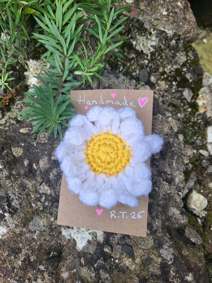 Crochet flower brooch