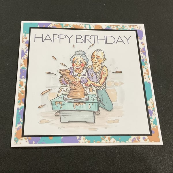 Handmade Funny Wrinklies at the Movies 6 x6 inch Birthday card - Ghost