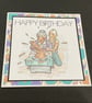 Handmade Funny Wrinklies at the Movies 6 x6 inch Birthday card - Ghost