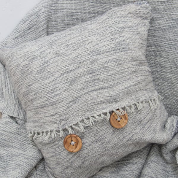 Handwoven Grey Alpaca Cushion Cover