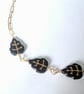 Gold filled chain necklace with black and gold Czech glass  leaf beads - Image 8