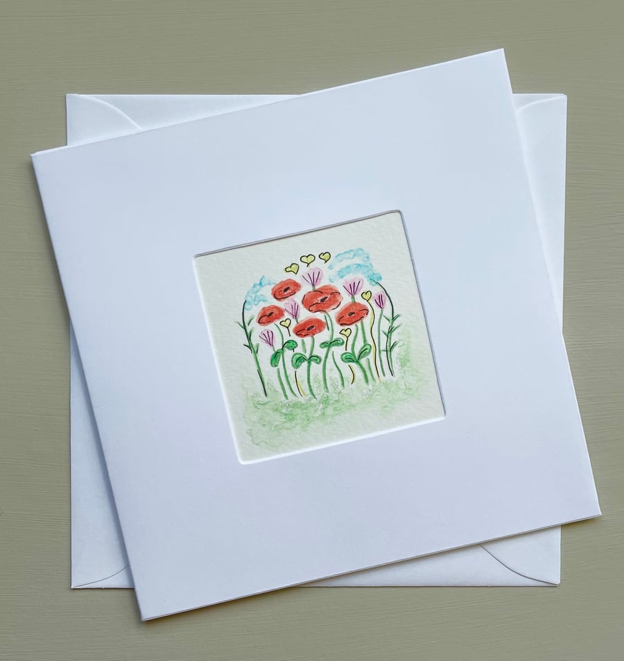 Hand Painted Greetings or Keepsake Card, Seconds Sunday.
