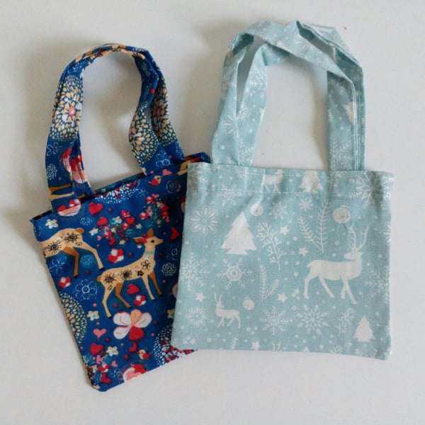 Pack of 2 mini christmas gift bags, mini gift bags, xmas bags gift wrap 