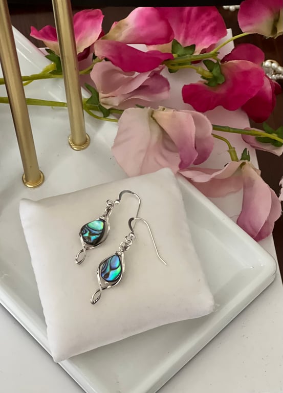 Abalone 925 Twisted Drop Earrings