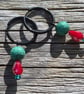 Black Hoop Beaded Earrings Vintage Beads Sparkly 