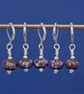 Lampwork Stitch Markers - Dark Purple Orchid  - Image 2