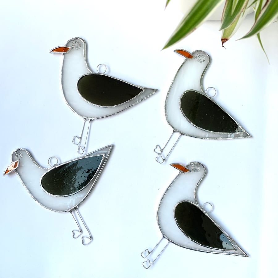 Stained Glass Seagull Suncatcher - Handmade Hanging Decoration