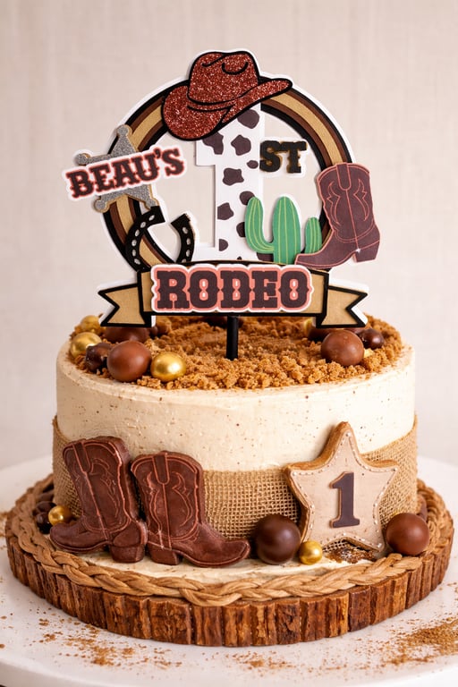 First Rodeo Birthday Cake Topper. Western Themed Birthday Party.  Wild One.