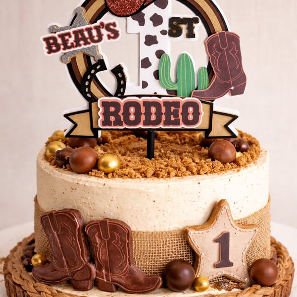 First Rodeo Birthday Cake Topper. Western Themed Birthday Party.  Wild One.