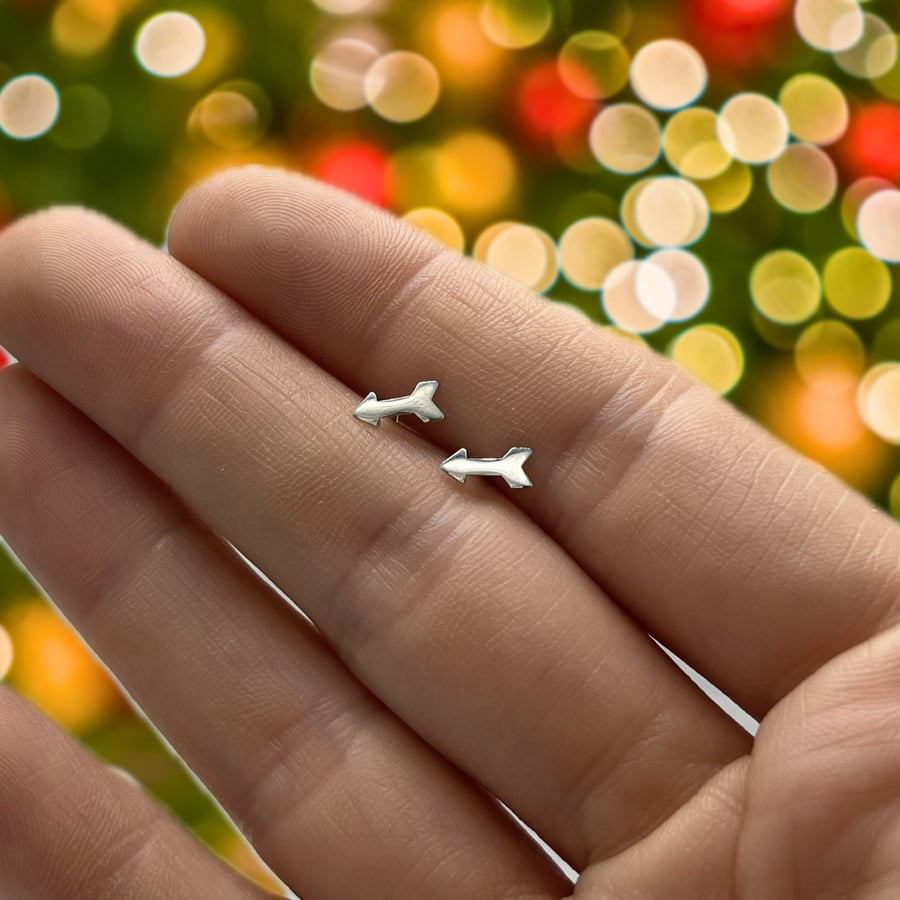 Petite Silver Arrow Stud Earrings 