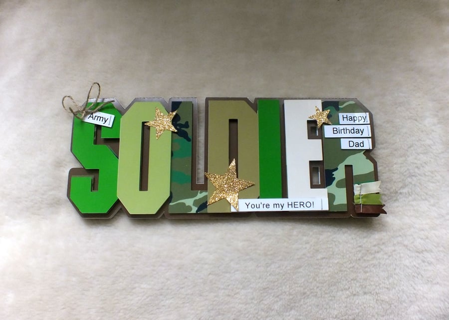 Luxury Handmade Dad Birthday Soldier Word Card
