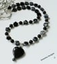 Snowflake Obsidian, Black Onyx Necklace  ONE OFF