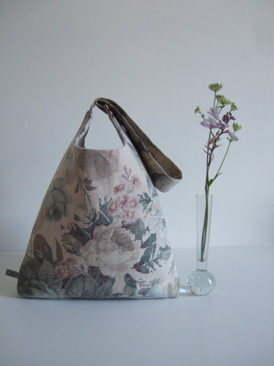 Vintage Sanderson roses linen, shoulder bag or handbag