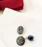 Round Silver Night Crystal Button Cuff Links, Gift for Him, Crystal Cuff Links - Image 4