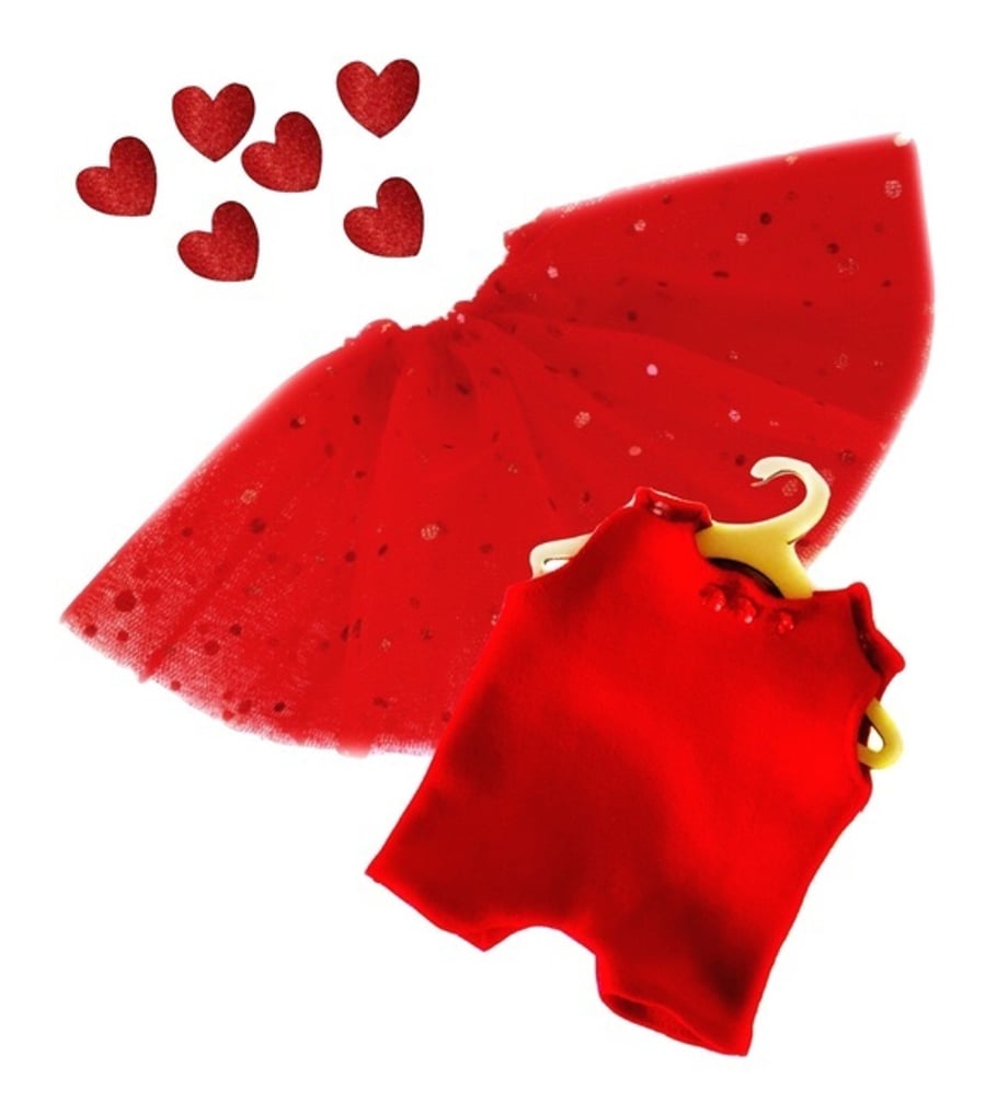 Red Leotard and Sequinned Tutu set